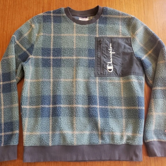 Blue Plaid Sherpa Crew - Picture 5 of 7